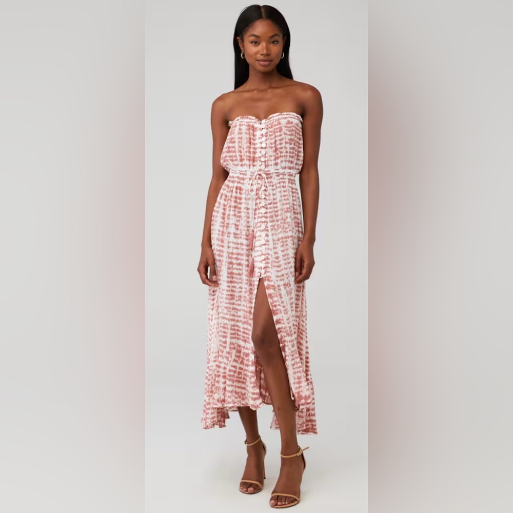 Tiare Hawaii Pink and White Maxi Dress